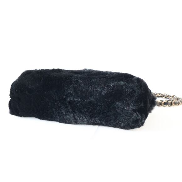 Chanel Rabbit Fur Bag CC Shoulder Chain Coco Mark Vintage Black Soft Rare Auth - Picture 6 of 16